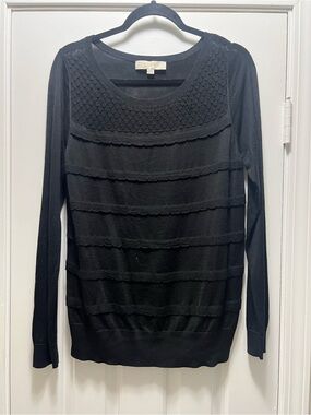 LOFT Black Knit Crewneck Sweater